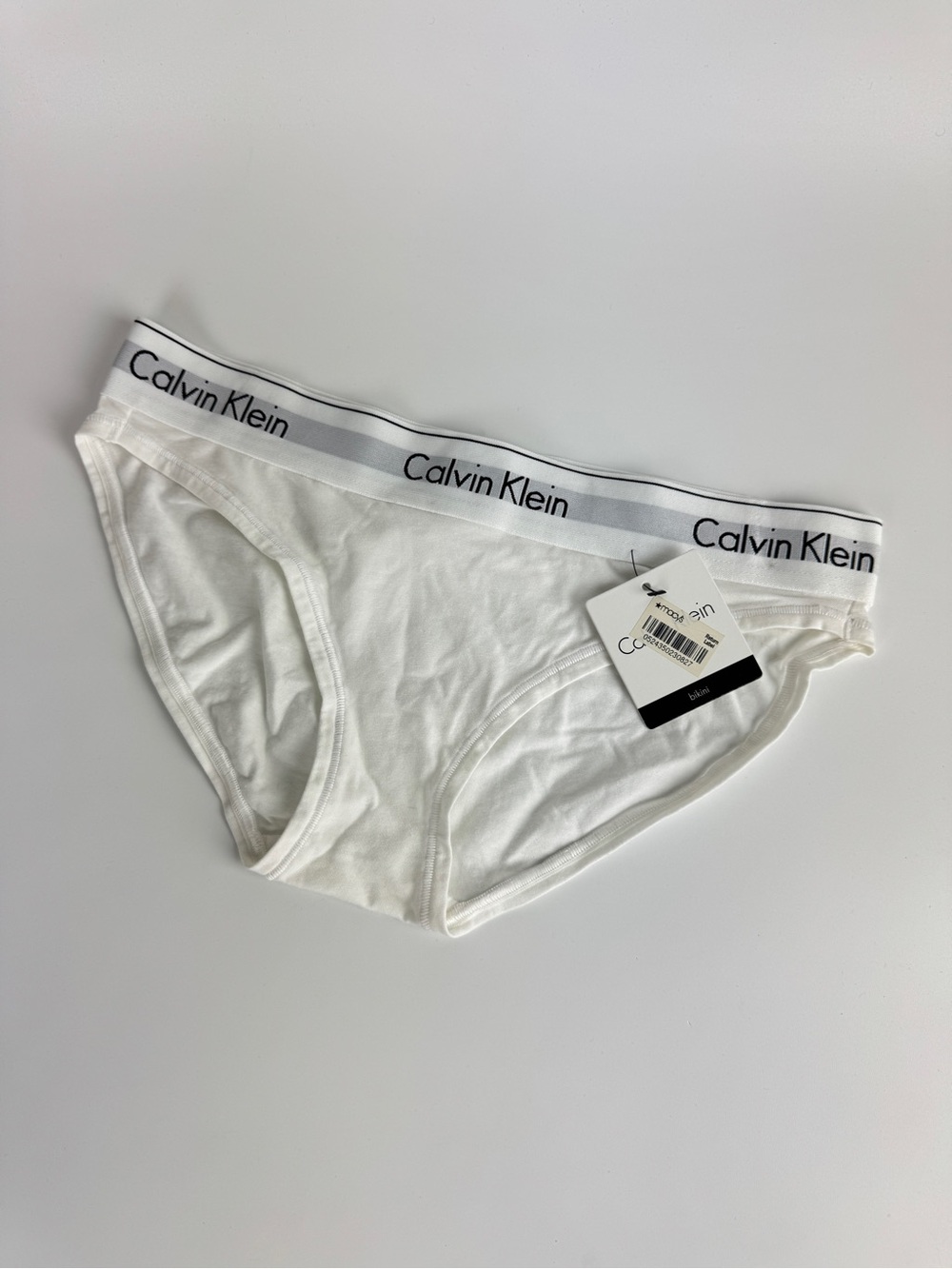 Calvin Klein Women White Cotton Briefs with Logo Waistband